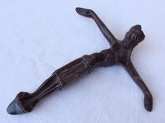 Impresionant crucifix din bronz, inceput de secol 20 foto