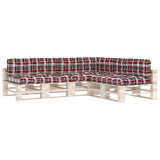 Perne pentru canapea din paleți 7 buc, roșu, model carouri, vidaXL