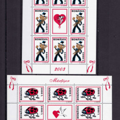 RO 2003 LP 1602 b " Martisor ", in minicoli de 8 marci + 1 vinieta , MNH