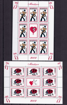 RO 2003 LP 1602 b &amp;quot; Martisor &amp;quot;, in minicoli de 8 marci + 1 vinieta , MNH foto