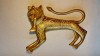 Statueta Bronz Masiv Aurit Tigru cu Maimuta, 12cm, Gravata, Antichitate Colectie