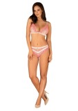 Set Sutien Si Chilotei Sexy Cu Dantela Bloomys, Roz + Alb, S/M, Obsessive