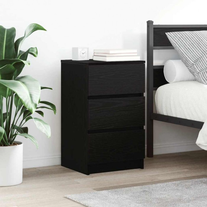 vidaXL Noptiere cu 3 sertare 2 buc Negru 39x35x65 cm