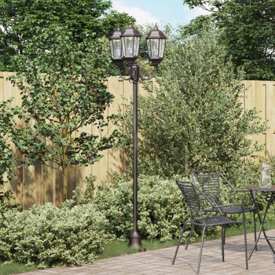 St&amp;acirc;lp de iluminat pentru grădină vidaXL 3-lămpi E27 Bronz 220 cm Aluminiu foto