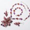Reducere Set floare visiniu cu mov, unicat handmade, colier evenimente