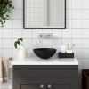 VidaXL Chiuvetă pentru baie, negru mat, ceramică, rotund 146986