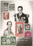 *Monaco, Rainier al III-lea si Grace Kelly, carte postala maxima