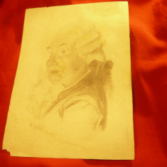 Portret in creion semnat R.Gounberg , dim.20x27,5cm , un colt rupt