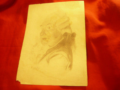 Portret in creion semnat R.Gounberg , dim.20x27,5cm , un colt rupt foto