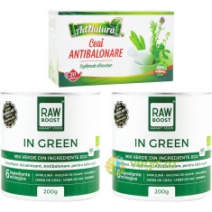Pachet In Green Mix Verde Ecologic/Bio 2x200g + CADOU Ceai Antibalonare 20dz ADNATURA
