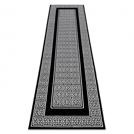 Modern GLOSS covor, traversa 6776 85 stilat, cadru, grecesc negru / fildeş, 80x250 cm