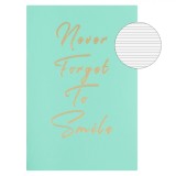 Carnet Notițe A6, Model &quot;Never Forget to Smile&quot;, Culoare Verde Mentă, 60 File, Copertă Moale, Capsat, Oem