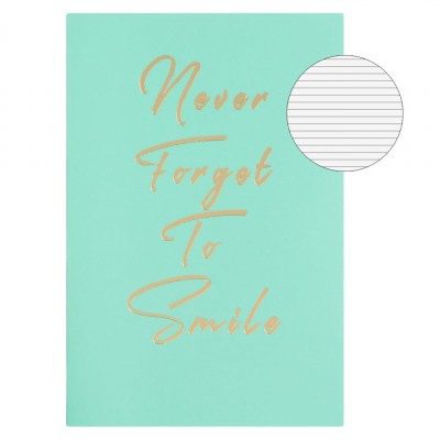 Carnet Notițe A6, Model &amp;quot;Never Forget to Smile&amp;quot;, Culoare Verde Mentă, 60 File, Copertă Moale, Capsat foto