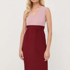 Max Mara Leisure rochie culoarea bordo, midi, evazati