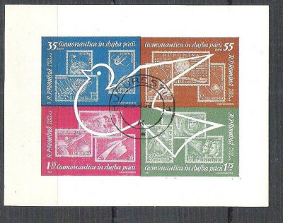 Romania 1962 Space &amp;amp; peace, imperf. sheet, used Z.006 foto