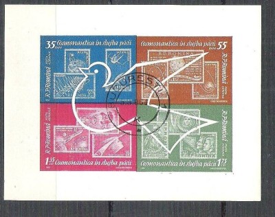 Romania 1962 Space &amp;amp; peace, imperf. sheet, used Z.006 foto