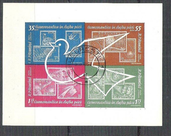 Romania 1962 Space &amp; peace, imperf. sheet, used Z.006