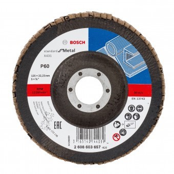 Bosch Disc de slefuire evantai X431, Standard for Metal 125mm, 22,23mm, 60 - 3165140744089 foto