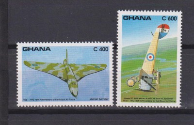 GHANA ANIVERSAREA FORTELOR AERIENE REGALE 1993 MI. 1825 SI 1827 MNH foto