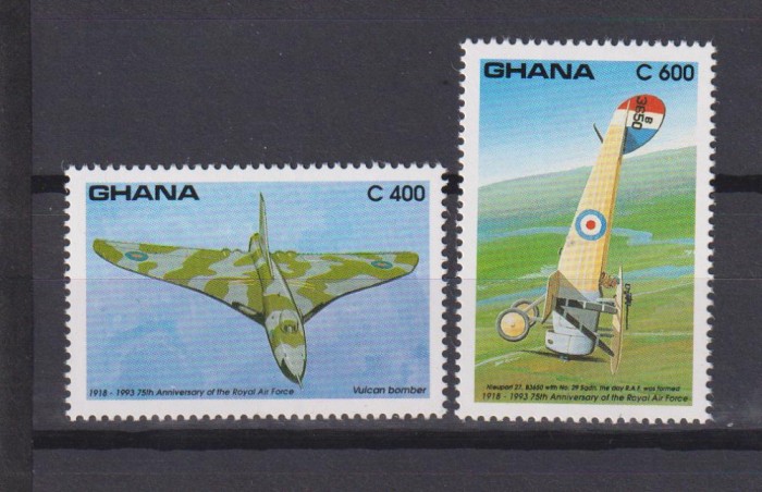 GHANA ANIVERSAREA FORTELOR AERIENE REGALE 1993 MI. 1825 SI 1827 MNH