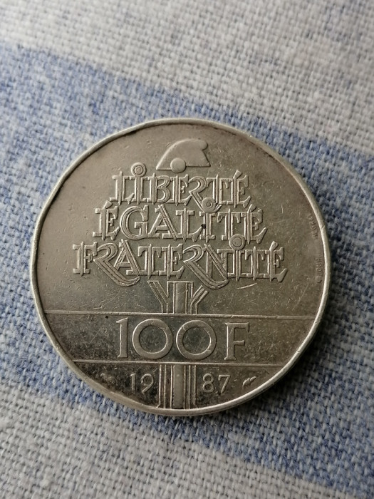 Franta.100 francs 1987.argint.La Fayette.Xf