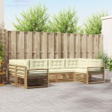 vidaXL Set Canapele Exterior Lemn Masiv Acacia 6 Piese Alb Crem Mobilier Gradina