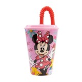 Pahar cu pai si capac, Stor, Minnie Mouse, 430 ml