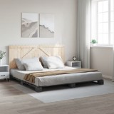 VidaXL Cadru pat cu tăblie 200x200 cm, gri, lemn masiv de pin