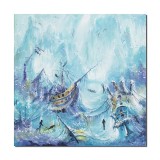 Cumpara ieftin Tablou suprarealist pictat manual, Vanatorii de comori, 60x60cm acril pe panza, Mircea Iordache