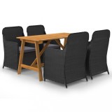 Cumpara ieftin Set mobilier de grădină, 5 piese, negru