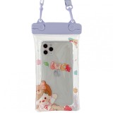 Husa subacvatica fruity waterproof flippy, snowproof, universala, impermeabila, cu snur, pentru telefon sau documente, lucky girl, mov