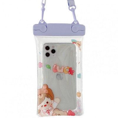 Husa subacvatica fruity waterproof flippy, snowproof, universala, impermeabila, cu snur, pentru telefon sau documente, lucky girl, mov foto
