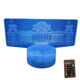 Cumpara ieftin Lampa de veghe 3D LED, cladire, 16 culori, control de la distanta prin telecomanda, potrivita pentru dormitor, living, hol, decorarea casei Alte perso
