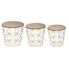 Set 3 masute cafea Atmosphera Kumi, structura metal, diametru 37, 41 si 46 cm, auriu Household NewTrend