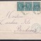 ROMANIA 1876 LP 39 REGELE CAROL I EMISIUNEA BUCURESTI I STRAIF 3 TIMBRE 10 BANI ALBASTRU VERZUI/PLIC CIRCULAT TURNU-MAGURELE/FRANTA 1878