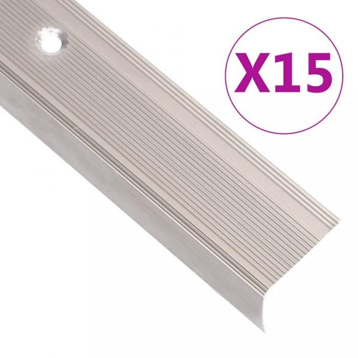 Profile trepte &icirc;n formă de L, 15 buc. șampanie 90 cm aluminiu