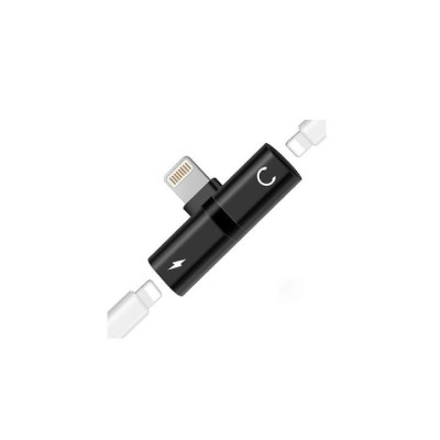 Adaptor splitter universal 2in1 pentru casti si incarcare iPhone,3x mufe Lightning- Negru foto