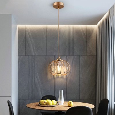 Greelustr Candelabru HQ-JS-NGDD, Candelabru decorativ, dovleac auriu, 20w, bucatarie, hol, dormitor, sufragerie, otel+sticla foto