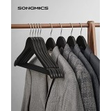 Set de 10 umerase din lemn, Songmics, Negru, 44.5x1.2x23.5 cm