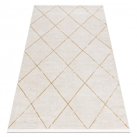 Covor modern DUKE 51245 crem / auriu - Spalier, structurat, foarte moale, franjuri, 80x150 cm