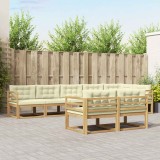 vidaXL Set de canapele de exterior 6 pcs Alb și crem Poliester 3386604