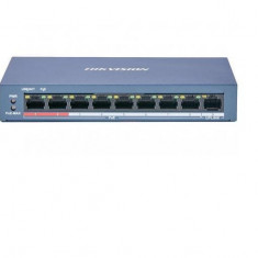 Switch poe 8 porturi hikvision ds-3e0109p-e/m(b) l2 unmanaged 8x 100m poe port 1x 100m uplink