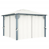 Pavilion cu perdele, crem, 300 x 300 cm, aluminiu GartenMobel Dekor, vidaXL