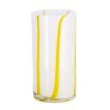 Cumpara ieftin Vaza flori sticla alba galbena 12 x 25 cm