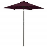 Umbrela de soare cu lumini LED, rosu bordo, 200x211cm, aluminiu GartenMobel Dekor, vidaXL