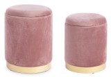 Cumpara ieftin Set 2 tabureti velur roz otel auriu Polina 31.5x38 cm, 36x45 cm