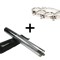 Set baston telescopic din otel, argintiu, 64 cm + box craniu argintiu