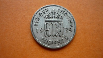 6 PENCE 1939 ARGINT ***** foto