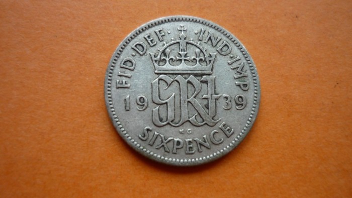 6 PENCE 1939 ARGINT *****