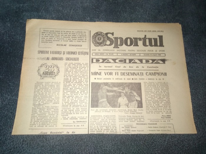 ZIARUL SPORTUL 13 AUGUST 1983 DIVIZIA B C